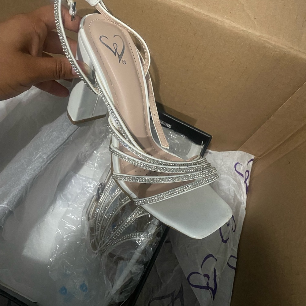 Windsor White and Silver Strappy Heels